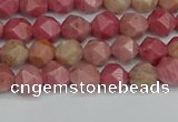 CNG7420 15.5 inches 6mm faceted nuggets rhodochrosite beads