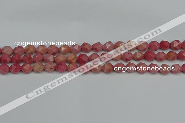 CNG7421 15.5 inches 8mm faceted nuggets rhodochrosite beads
