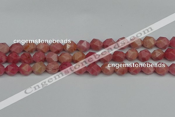 CNG7422 15.5 inches 10mm faceted nuggets rhodochrosite beads