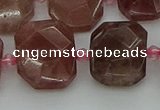 CNG7455 12*16mm - 15*20mm faceted freeform strawberry quartz beads