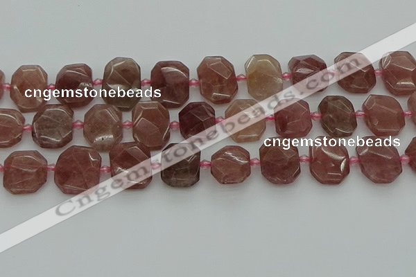 CNG7455 12*16mm - 15*20mm faceted freeform strawberry quartz beads