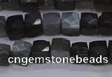 CNG7490 15.5 inches 8*8mm faceted nuggets black moonstone beads