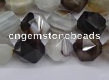 CNG7501 15.5 inches 6mm faceted nuggets line agate beads