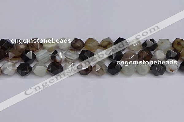 CNG7502 15.5 inches 8mm faceted nuggets line agate beads