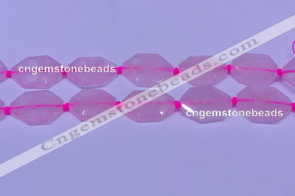 CNG7510 15.5 inches 25*35mm - 30*40mm faceted freeform rose quartz beads