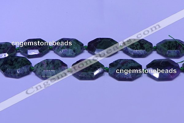 CNG7514 15.5 inches 25*35mm - 30*40mm faceted freeform ruby zoisite beads