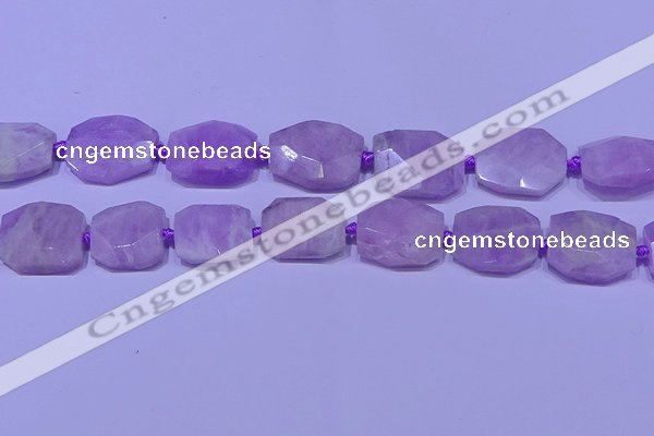 CNG7523 15.5 inches 18*25mm - 25*35mm faceted freeform kunzite beads