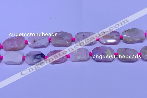 CNG7524 15.5 inches 18*25mm - 25*35mm faceted freeform pink opal beads