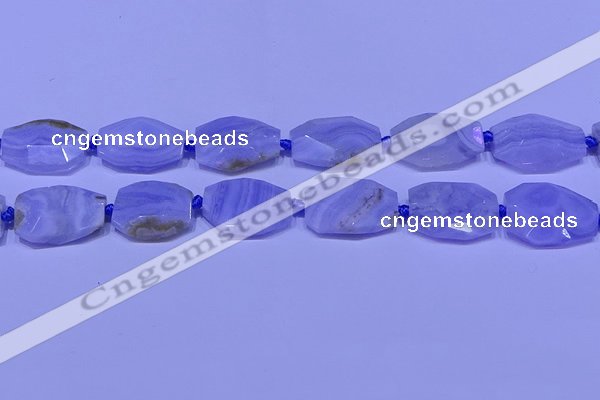 CNG7526 18*25mm - 25*35mm faceted freeform blue lace agate beads