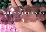 CNG7564 18*25mm - 20*28mm faceted freeform strawberry quartz beads