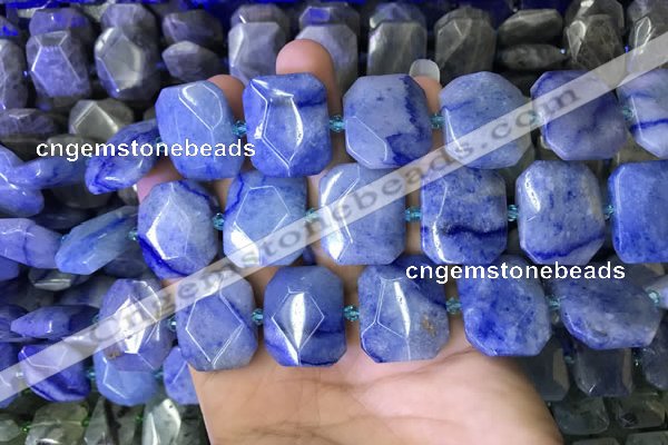 CNG7567 18*25mm - 20*28mm faceted freeform blue aventurine beads