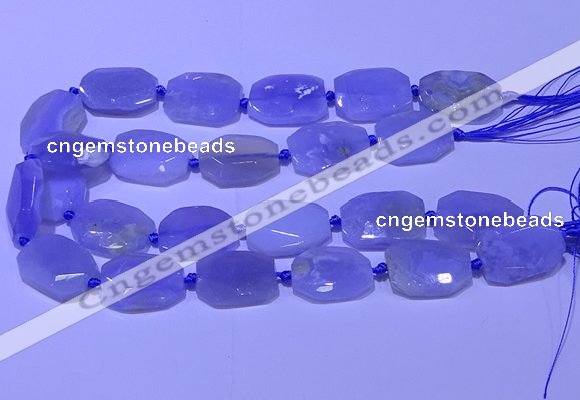 CNG7623 20*30mm - 22*32mm faceted freeform blue chalcedony beads