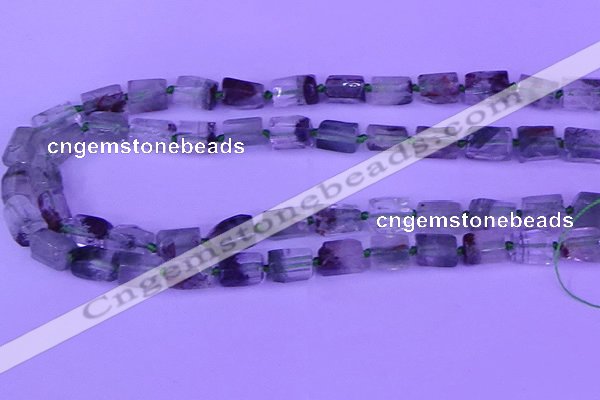 CNG7650 15.5 inches 5*7mm - 8*10mm nuggets green phantom quartz beads