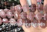 CNG7756 13*18mm - 15*25mm faceted freeform strawberry quartz beads