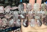 CNG7757 13*18mm - 15*25mm faceted freeform strawberry quartz beads