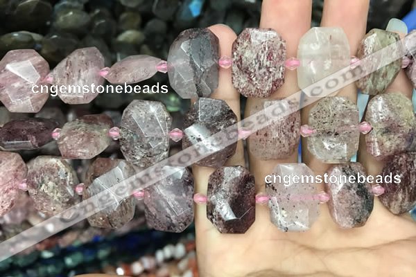 CNG7757 13*18mm - 15*25mm faceted freeform strawberry quartz beads