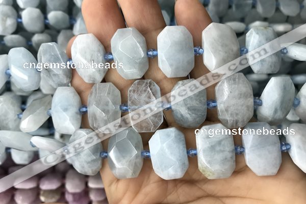 CNG7762 13*18mm - 15*25mm faceted freeform aquamarine beads