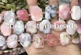 CNG7780 13*18mm - 15*25mm faceted freeform pink opal beads