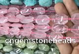 CNG7801 13*18mm - 18*25mm faceted freeform rose quartz beads