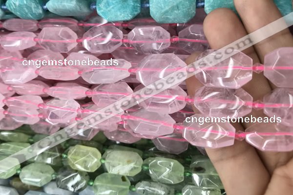 CNG7801 13*18mm - 18*25mm faceted freeform rose quartz beads