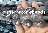 CNG7805 13*18mm - 18*25mm faceted freeform cloudy quartz beads