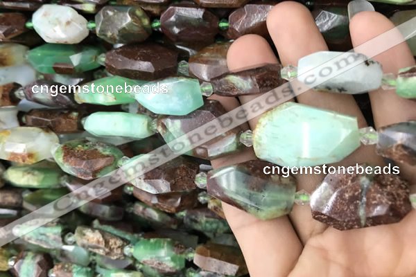 CNG7817 13*18mm - 18*25mm faceted freeform Australia chrysoprase beads
