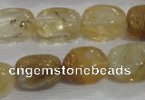 CNG782 15.5 inches 13*18mm nuggets golden rutilated quartz glass beads