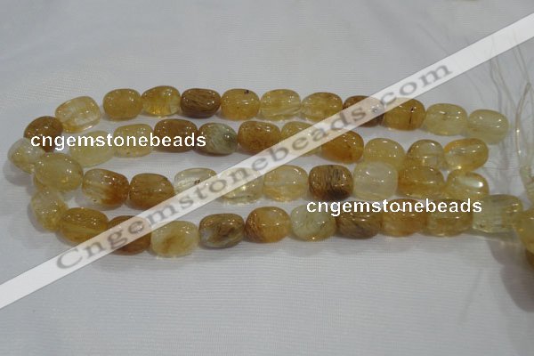 CNG782 15.5 inches 13*18mm nuggets golden rutilated quartz glass beads