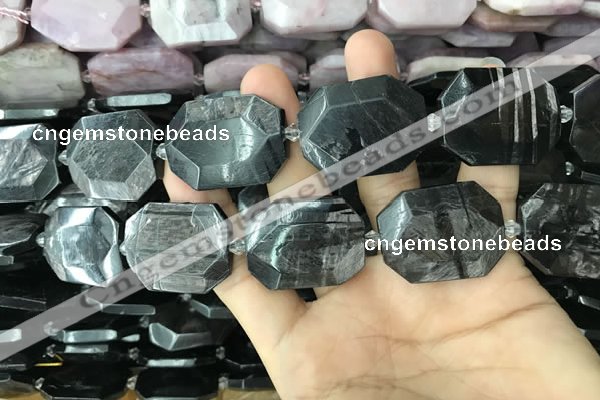 CNG7837 22*30mm - 25*35mm faceted freeform hypersthene beads