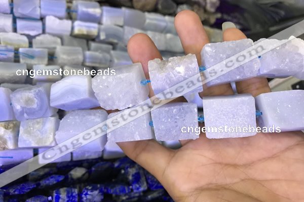 CNG7852 18*25mm - 20*25mm faceted nuggets blue lace agate beads