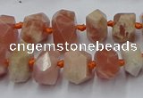 CNG7853 15.5 inches 6*10mm - 8*12mm faceted nuggets sunstone beads