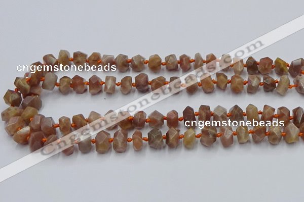 CNG7854 15.5 inches 6*10mm - 8*12mm faceted nuggets sunstone beads