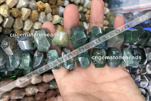 CNG7856 15.5 inches 12*16mm - 15*20mm faceted nuggets moss agate beads