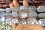 CNG7862 13*18mm - 18*25mm faceted freeform blue chalcedony beads