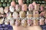 CNG7888 13*18mm - 15*25mm faceted freeform rhodonite beads