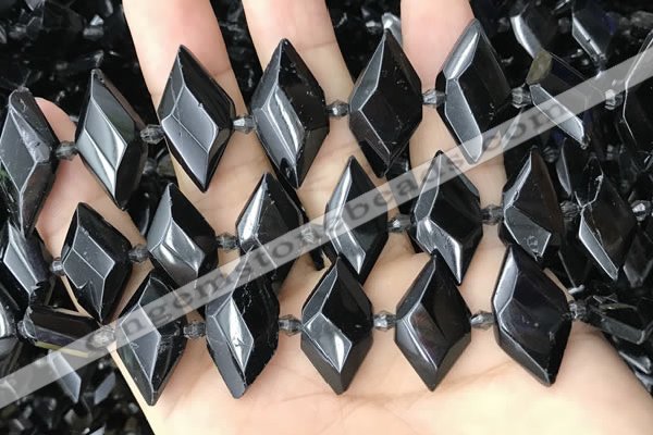 CNG7897 13*20mm - 15*25mm faceted freeform black tourmaline beads