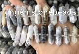 CNG7907 10*25mm - 12*45mm faceted nuggets white opal graduated beads