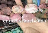 CNG7909 22*30mm - 25*35mm faceted freeform rhodochrosite beads