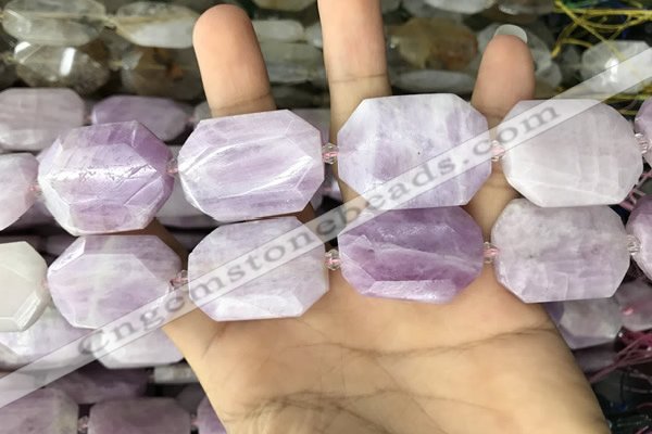 CNG7914 22*30mm - 25*35mm faceted freeform kunzite beads