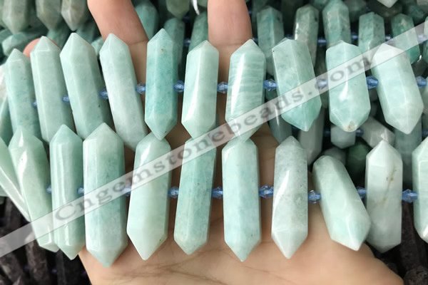 CNG7926 15.5 inches 10*25mm - 12*45mm faceted nuggets amazonite beads
