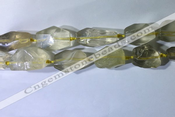 CNG7953 15.5 inches 15*25mm - 20*40mm nuggets lemon quartz beads