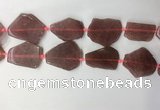 CNG7979 25*30mm - 35*45mm freeform strawberry quartz slab beads