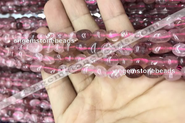 CNG8006 15.5 inches 6*8mm nuggets strawberry quartz beads