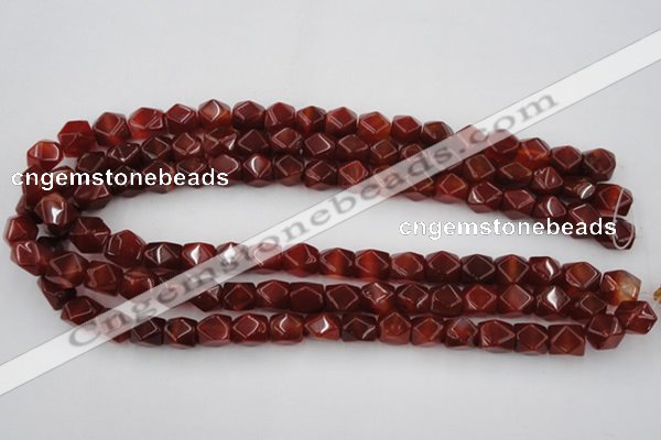 CNG802 15.5 inches 9*12mm faceted nuggets red agate gemstone beads