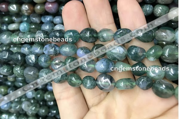 CNG8039 15.5 inches 8*10mm nuggets moss agate beads wholesale
