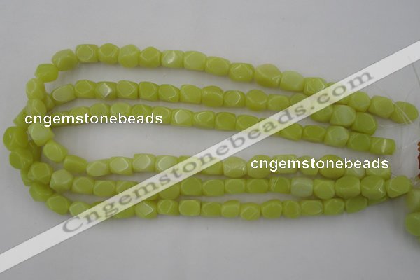 CNG805 15.5 inches 8*12mm faceted nuggets lemon jade beads