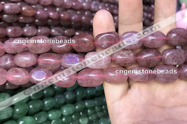 CNG8062 15.5 inches 8*10mm - 10*14mmm nuggets strawberry quartz beads