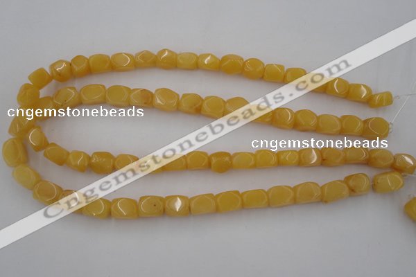 CNG807 15.5 inches 9*12mm faceted nuggets yellow jade beads