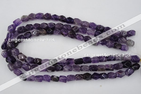 CNG816 15.5 inches 9*12mm faceted nuggets amethyst beads