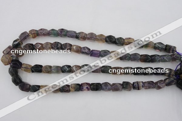 CNG818 15.5 inches 9*12mm faceted nuggets fluorite beads